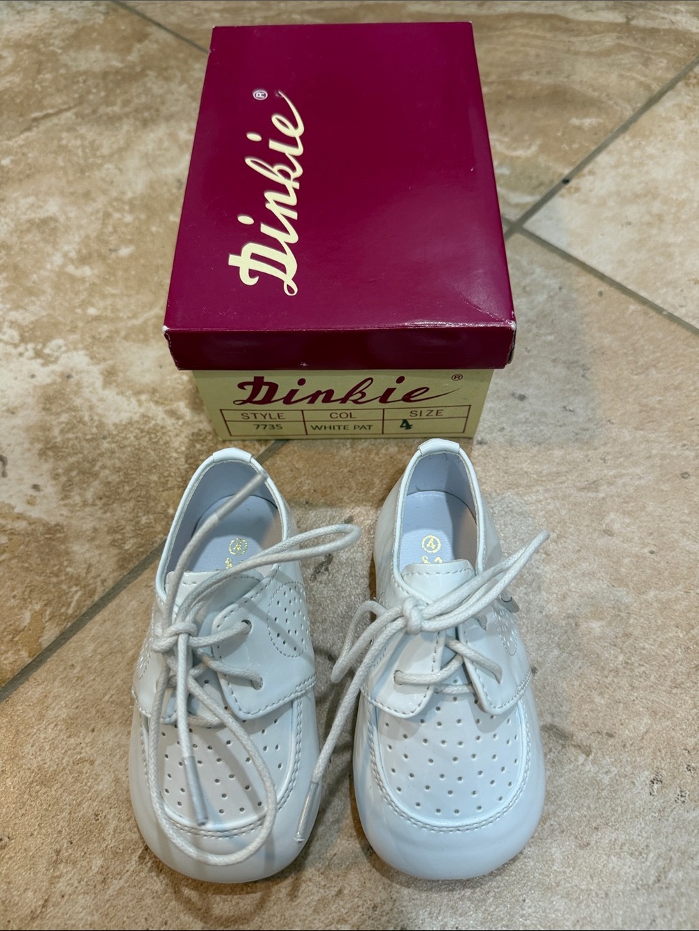 New Baby Dress Shoes - White Perforated Patent